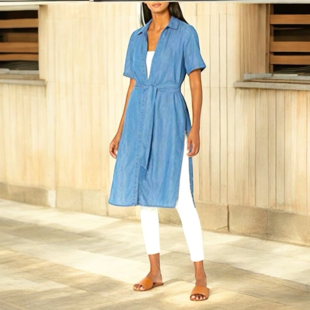 BCBGeneration Blue Notched Collar Midi Dress